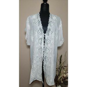 Victoria's Secret Collection Gold Label Medium Robe Open Front Sheer Lace White
